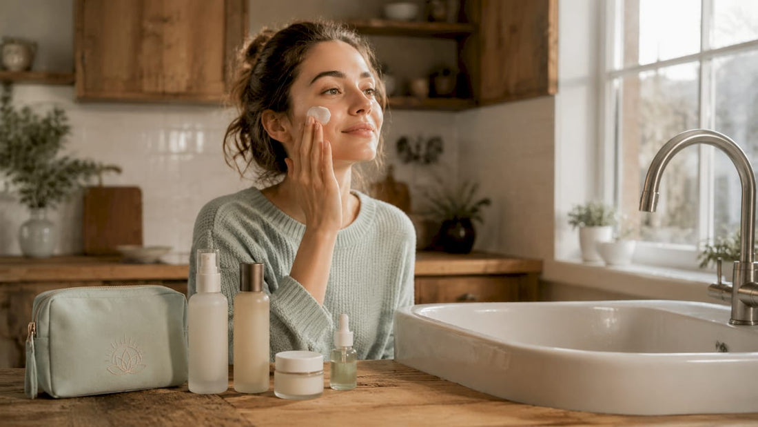 Woman applying clean skincare cream