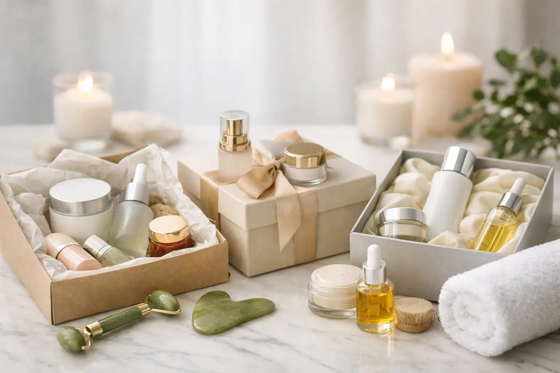 Curated skincare gift set with cleanser, serum and moisturizer — how to choose skincare gifts that actually get used