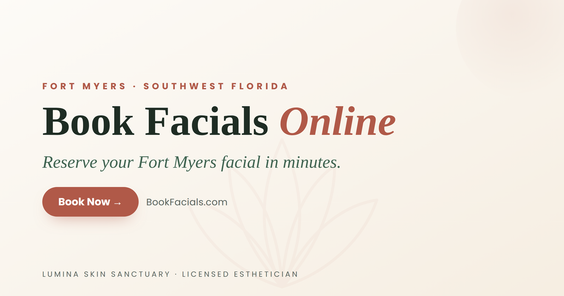 Person booking a Fort Myers facial online at Lumina Skin Sanctuary