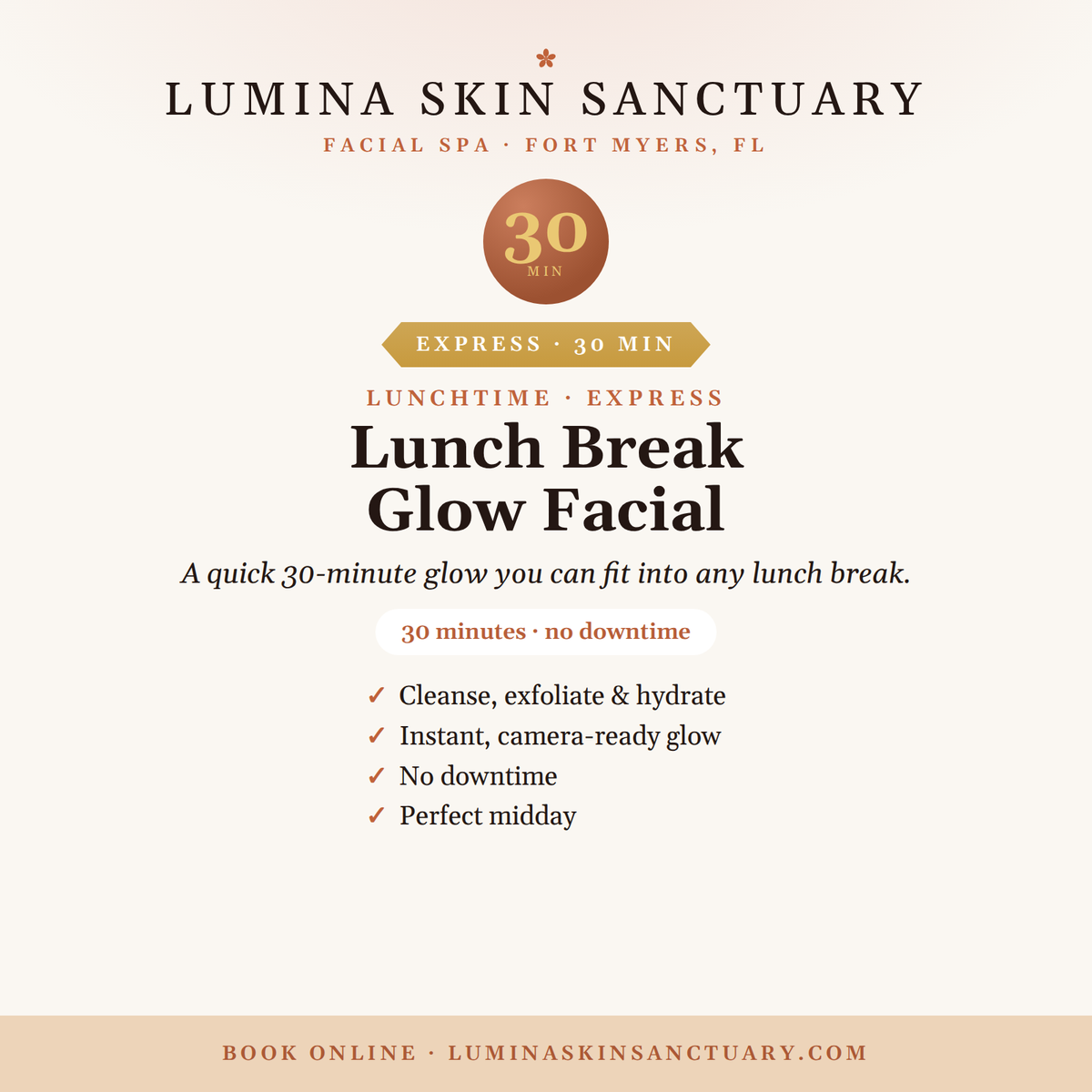 Lunch Break Glow Facial — Lumina Skin Sanctuary, Fort Myers