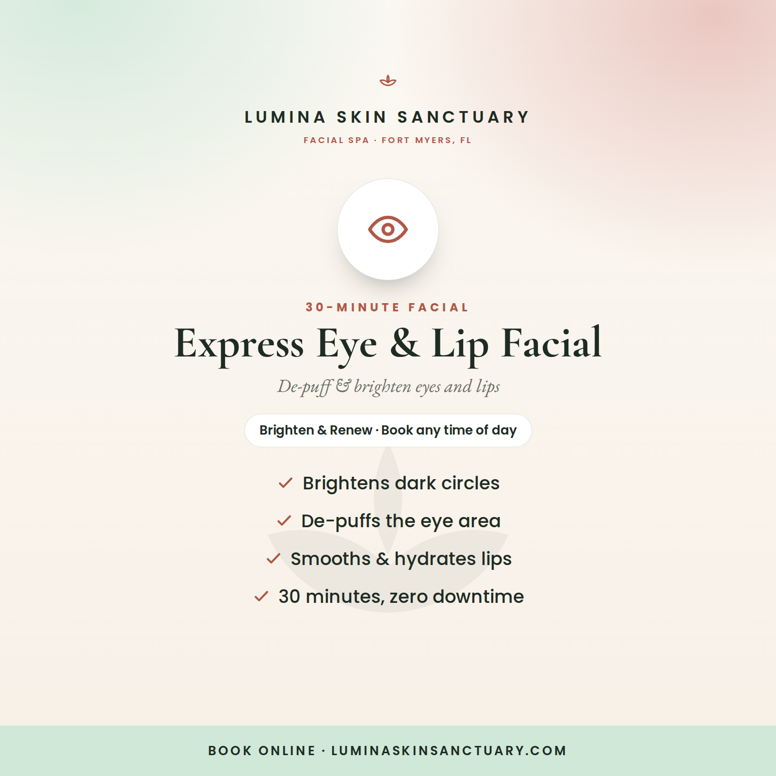 Express Eye & Lip Facial — 30-minute express facial in Fort Myers, FL | Lumina Skin Sanctuary
