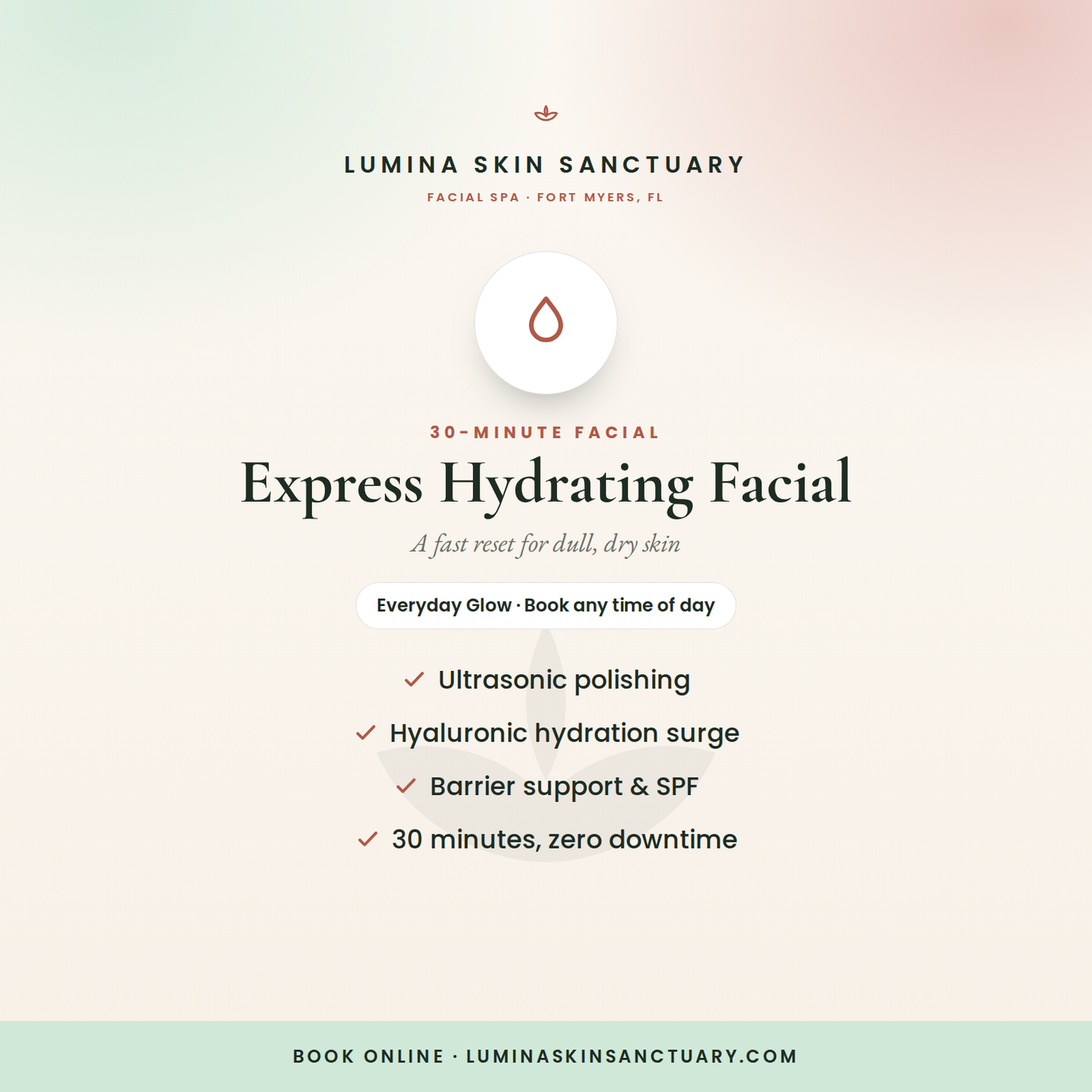 Express Hydrating Facial — 30-minute express facial in Fort Myers, FL | Lumina Skin Sanctuary