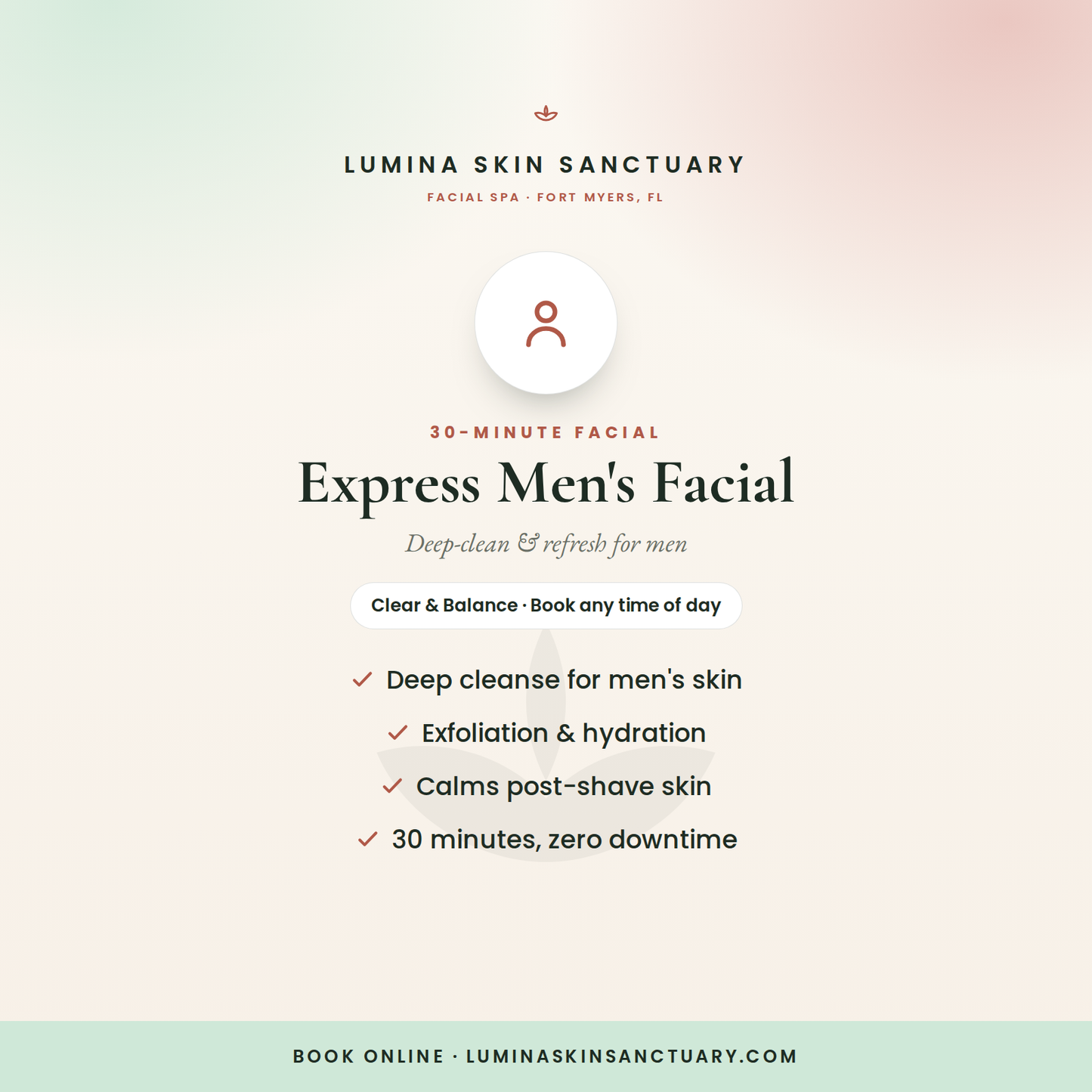 Express Men's Facial — 30-minute express facial in Fort Myers, FL | Lumina Skin Sanctuary
