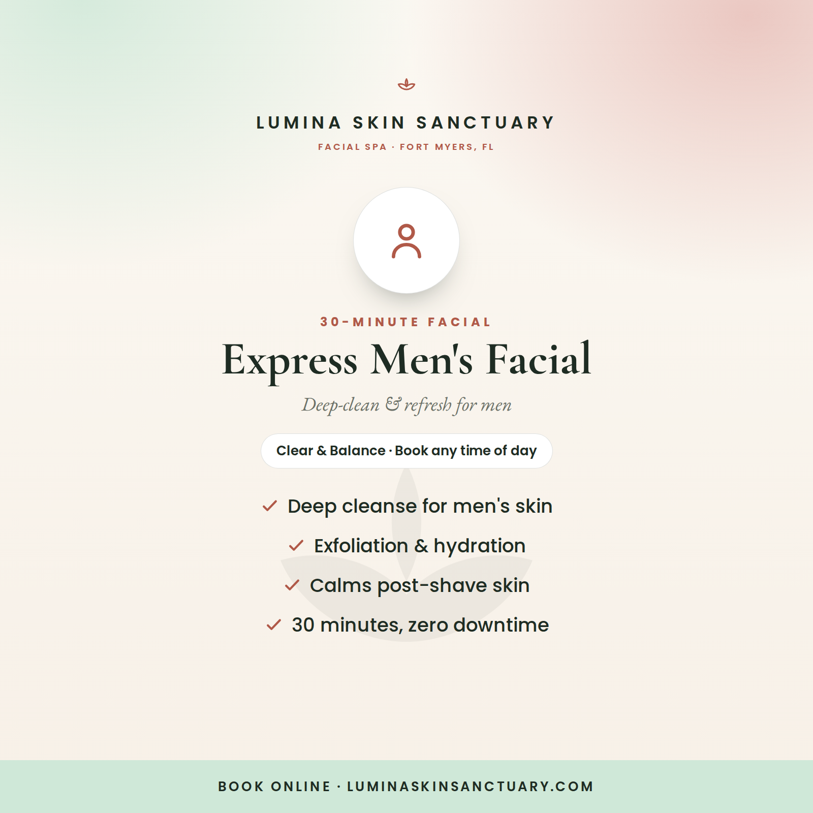 Express Men's Facial — 30-minute express facial in Fort Myers, FL | Lumina Skin Sanctuary