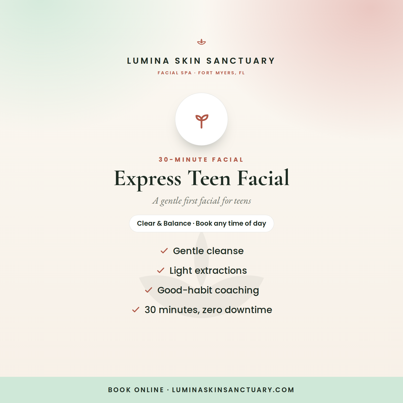 Express Teen Facial — 30-minute express facial in Fort Myers, FL | Lumina Skin Sanctuary