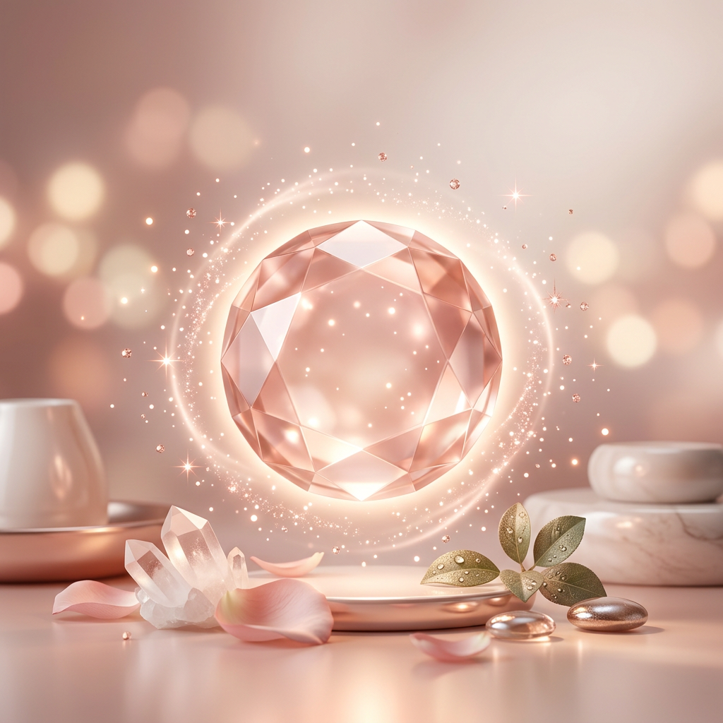 Hydra Spa Ultra Glow Facial hero image with a glowing rose-gold orb and sparkles