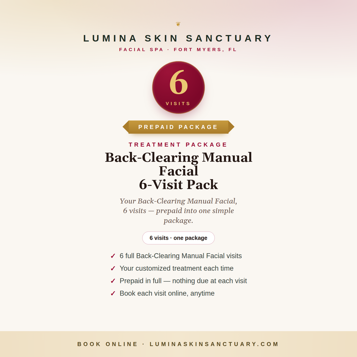 Back-Clearing Manual Facial · 6-Visit Pack — Lumina Skin Sanctuary, Fort Myers